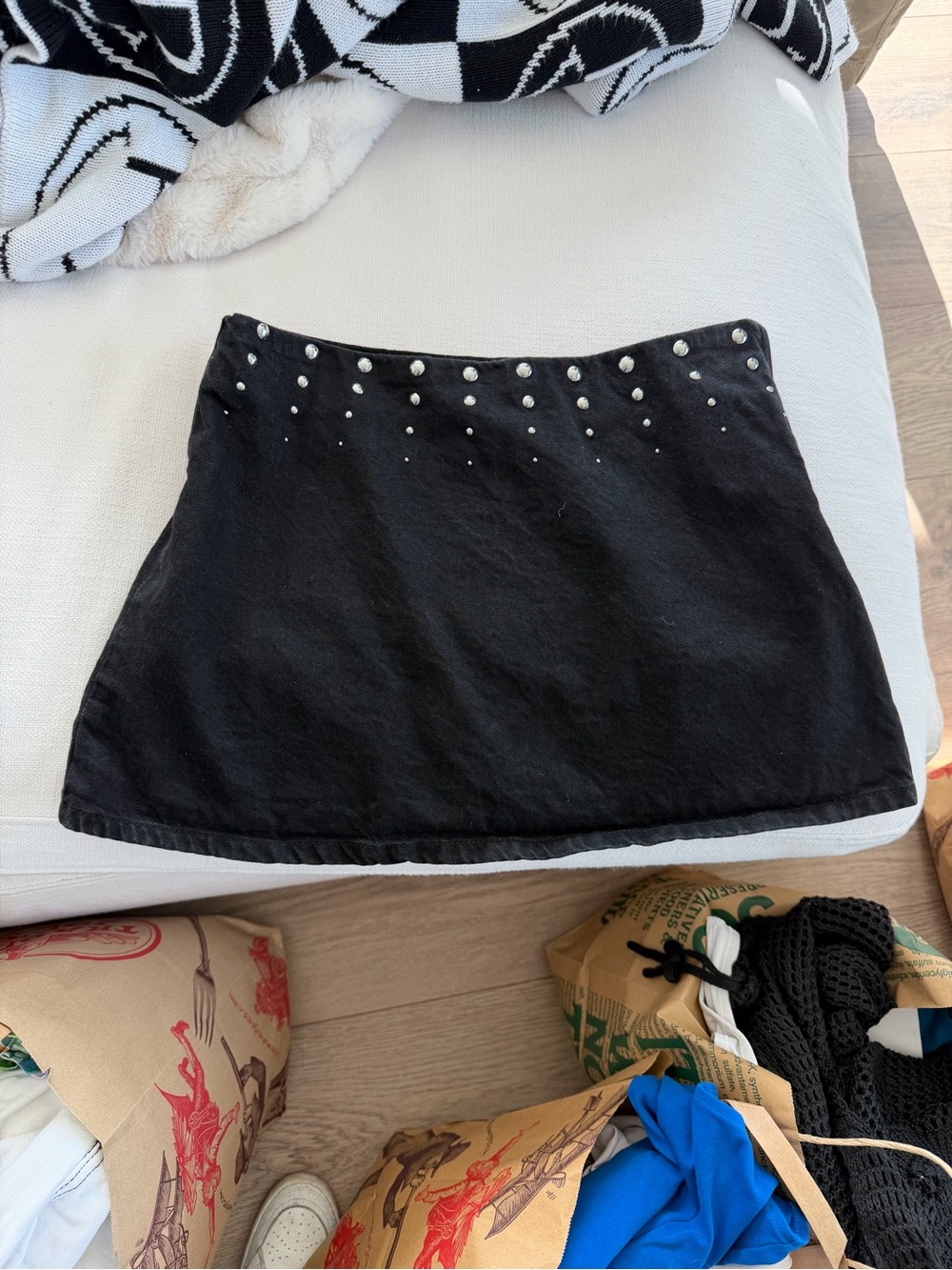 Zara Black Studded Mini Skirt